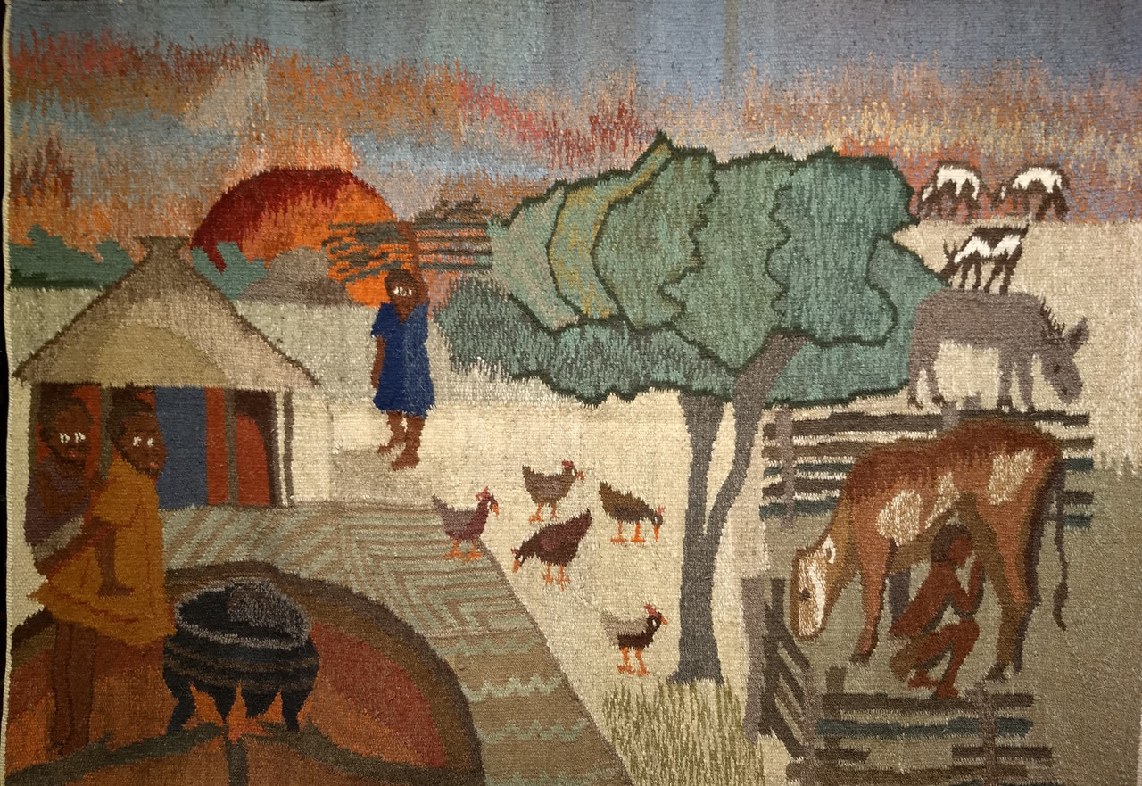 タペストリー India Vintage Tapestry Hand Painted Tapestry Proantic: Antique Hand