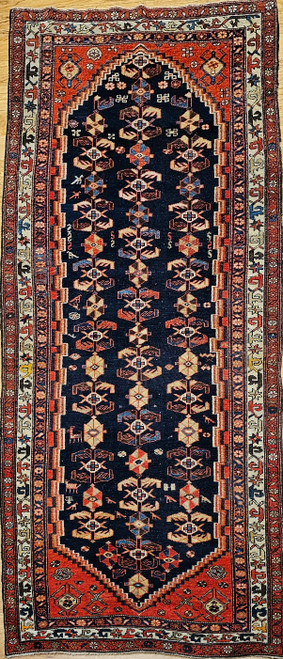 Vintage Persian Malayer Runner, Hand Knotted Wool, Geometric, The Persian Knot Gallery, SKU 1886