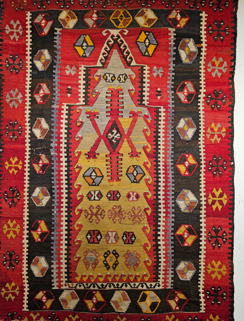 Antique Turkish Prayer Kilim | Mihrab Design