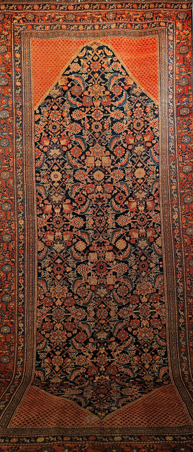Vintage Persian Malayer Gallery Rug in Allover Herati Pattern in Navy Blue, and Red, The Persian Knot, SKU 1969 Vintage Persian Malayer Gallery Rug in Allover Herati Pattern in Navy Blue, and Red, The Persian Knot, SKU 1969