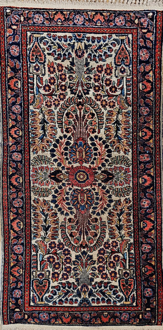 Vintage Persian Ivory Sarouk Rug 2x4 | Rare Field