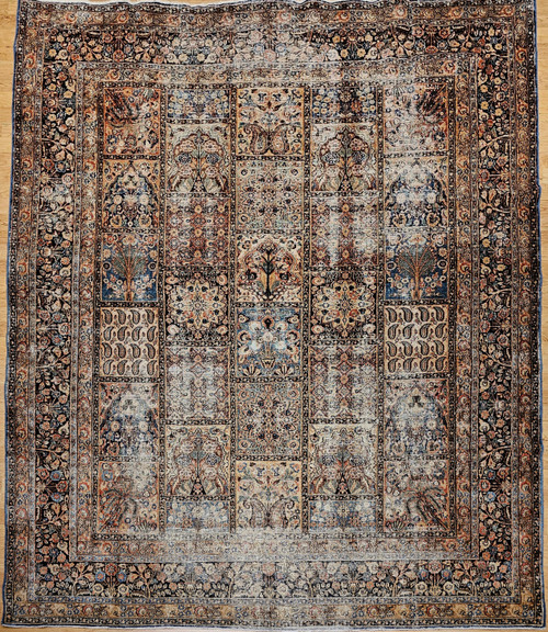Vintage Persian Khorassan Rug in Panel Design in Royal Blue, The Persian Knot Gallery, SKU 2035