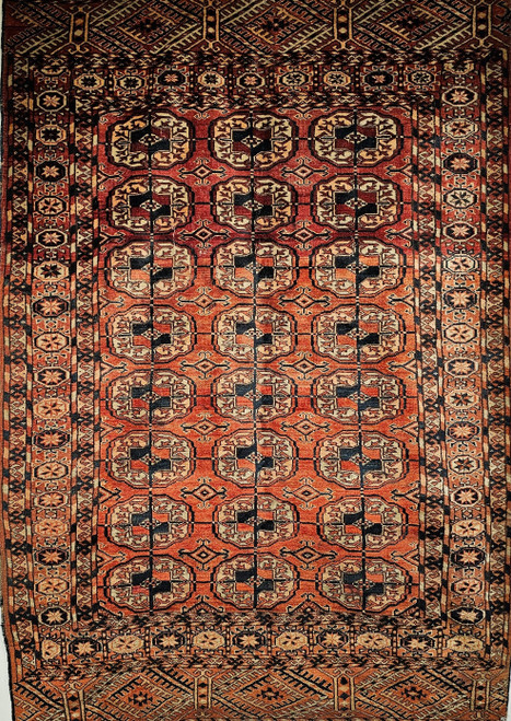 Antique Turkmen Tekke Rug 4x5 | Classic Gul Red Field
