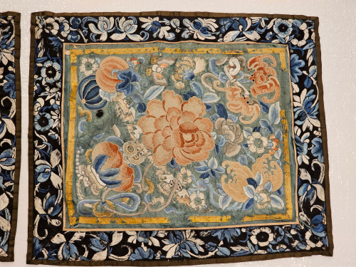 Antique Chinese Silk Embroidery Panels | Textile | Top Section Detail