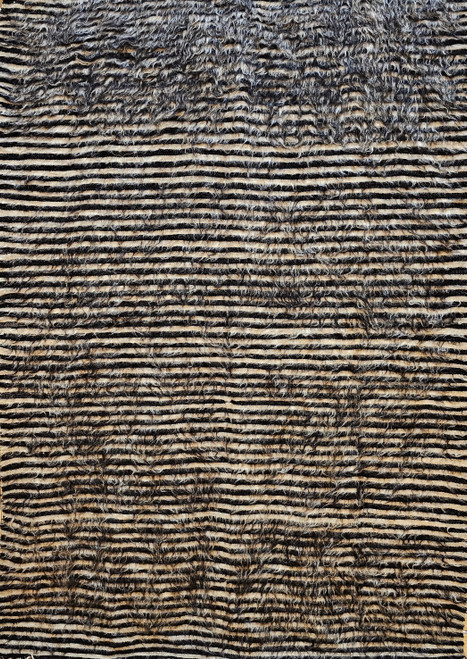 Vintage Turkish Tulu Rug 4x6 | Stripe Long Pile