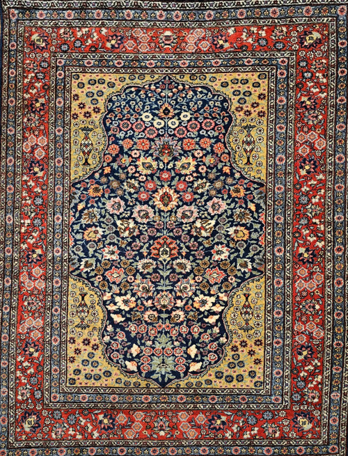 Antique Persian Tabriz Rug 4x6 | Saffron Spandrels