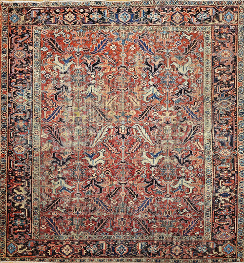 Antique Persian Heriz Serapi Rug in a Near-Square Format, 1900s, The Persian Knot Gallery, SkU 1413