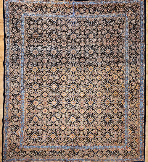 Vintage Persian Tabriz Rug 9x11 | Geometric Navy