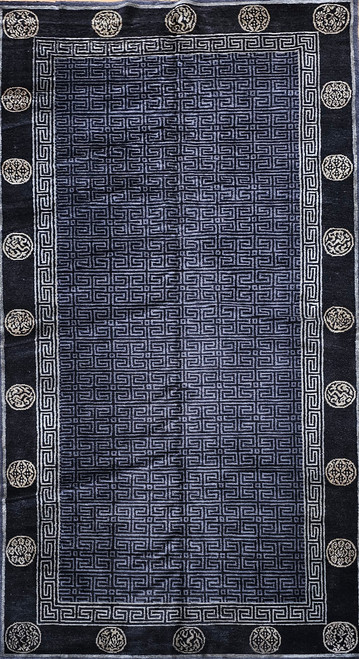 Vintage Tibetan Area Rug in Allover Lattice Pattern in Black, Gold, Gray, @thepersianknot , SKU 2148 Vintage Tibetan Area Rug in Allover Lattice Pattern in Black, Gold, Gray, @thepersianknot , SKU 2148
