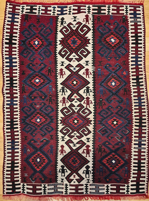 Vintage South American Pictorial Kilim | Deity Figures