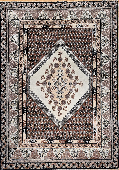 Vintage Moroccan Rug in Geometric Medallion Pattern in Brown, Ivory,  @thepersianknot  , SKU 1616
