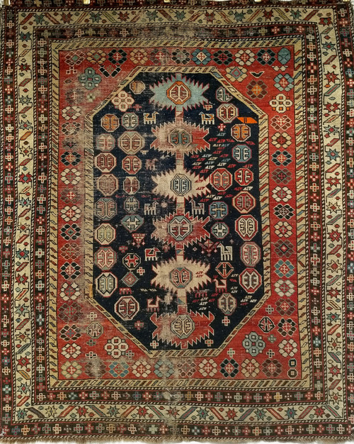 Antique Caucasian Kazak Rug | Bold Geometric