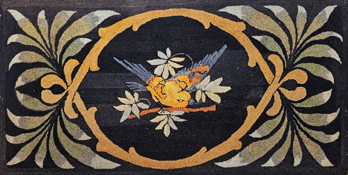 Vintage Pictorial Hooked Rug | Handwoven