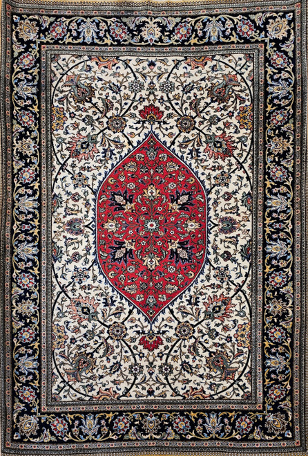 Vintage Persian Qum Rug 5x7 | Wool on Silk