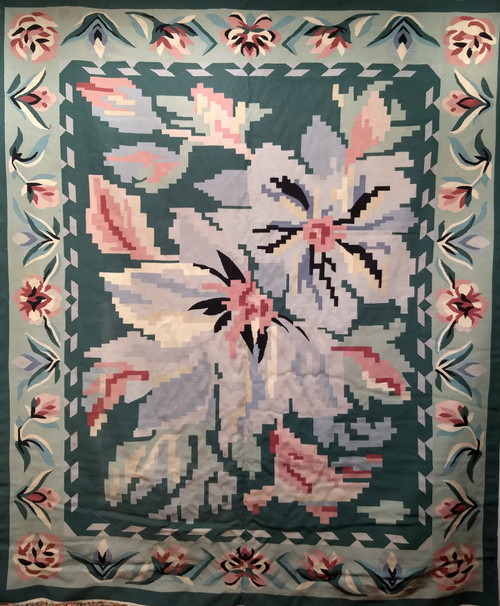 Vintage Floral Dhurrie Kilim 8x10 | Indian Flatweave