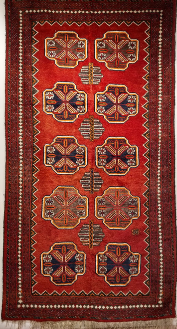 Vintage Afghan Tekke Bokhara Rug 5x9 | Gul Medallion
