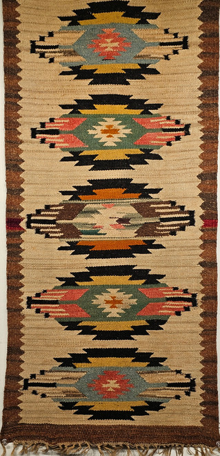 Antique Navajo Rug 2x3 | Geometric, Natural Dyes