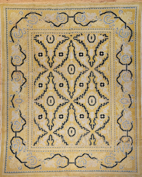 Antique French Art Deco Rug 6x9 | Geometric Modernist