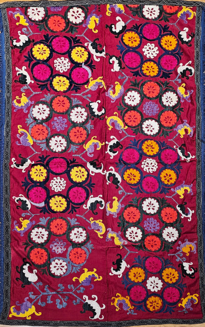 Vintage Uzbek Suzani Silk Embroidery Textile, Artisan Craft, The Persian Knot Gallery, SKU 1678