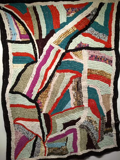 Vintage Moroccan Boucherouite Rug 4x6 | Abstract Design