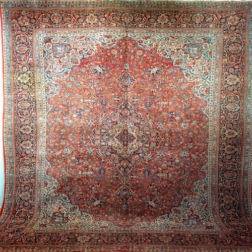 1920s Antique Persian Kashan Rug, Floral Design, Wool on Cotton, The Persian Knot Gallery, SKU 1318