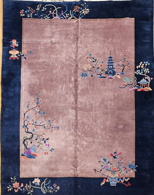 Vintage Hand-Knotted Chinese  Nichols Art Deco Room Size Rug, The Persian Knot Gallery, SKU 1510
