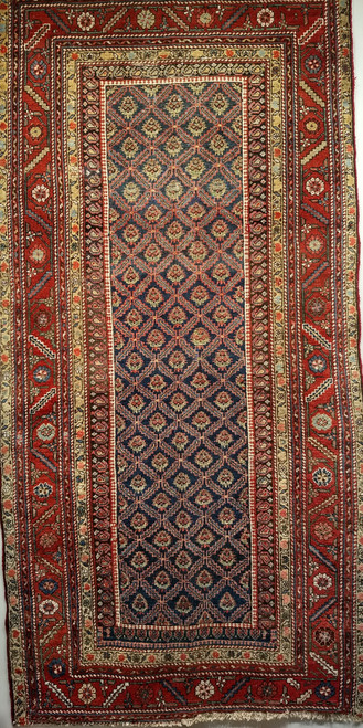 Antique Persian Kurdish Rug 5x10 | Tribal Geometric