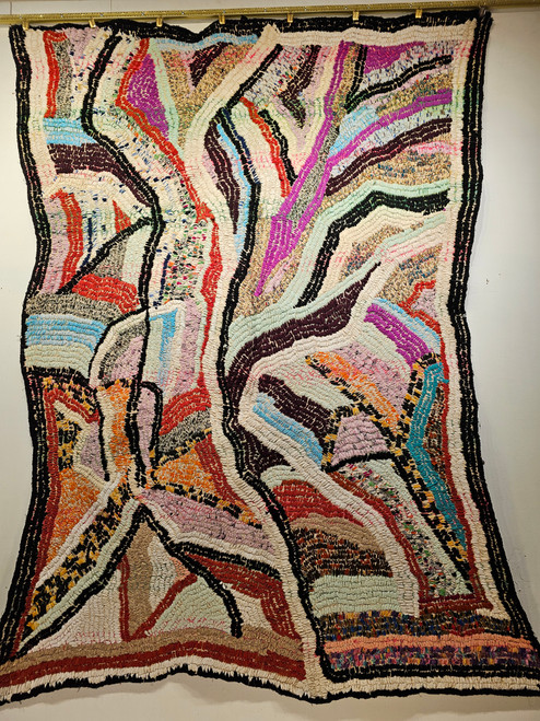 Vintage Moroccan Boucherouite Area Rug, Mid-Century Tapestry Art, The Persian Knot Gallery, SKU 1487