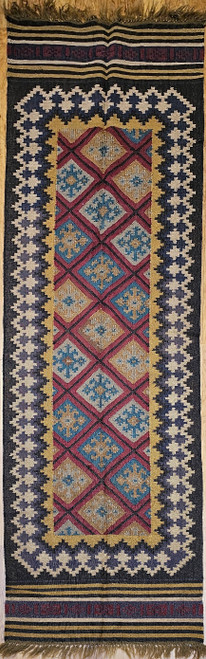Vintage Turkish Kilim 2x6 | Flatweave Geometric