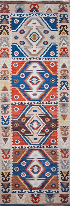Vintage Turkish Kilim 2x6 | Flatweave Geometric