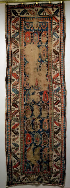 Antique Caucasian Kazak Runner 3x9 | Paisley