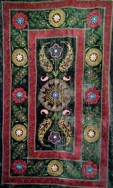 Vintage Uzbek Suzani Silk Embroidery | Handcrafted Central Asia