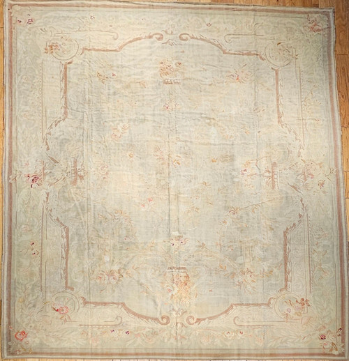 Antique French Aubusson Tapestry 12x14 | Pastoral Floral