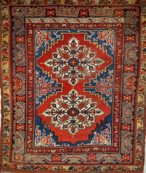 Antique Turkish Village Rug 3x4 | Anatolian Tribal