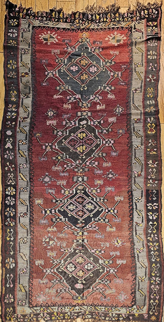 Vintage Turkish Kilim, Wool Pile, Medallion Pattern, Anatolia, The Persian Knot Gallery, SKU 1146