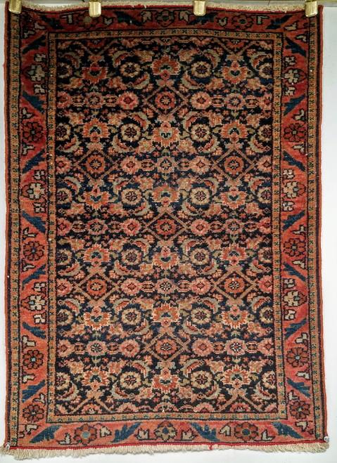 Antique Sarouk Farahan Rug 2x3 | Herati Navy
