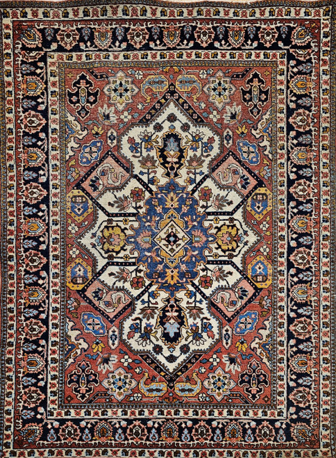 Antique Persian Tabriz Rug 5x6 | Heriz Serapi Style