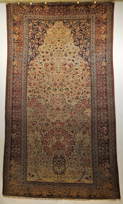 19th Century Persian Kashan in “Tree of Life” Design in an Ivory Field Color 1311, 4’ 10” x 8’ 6”, 4th Quarter of the 1800s, The Persian Knot