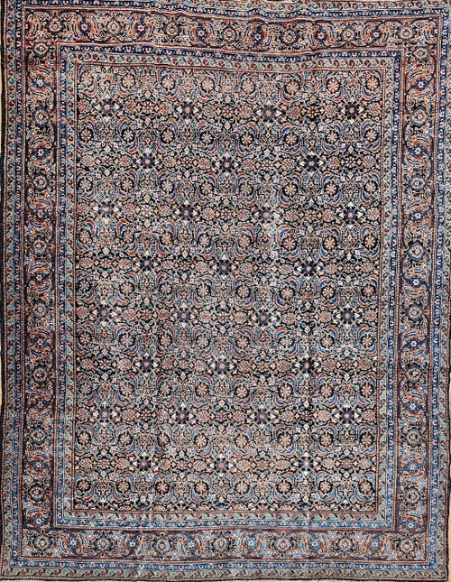 Antique Persian Tabriz Rug 8x12 | Herati Navy