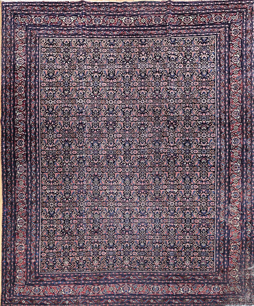Antique Persian Bidjar Rug 9x12 | Herati Navy