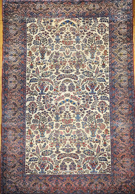 Antique Kerman Lavar Rug 11x20 | Vase Pattern