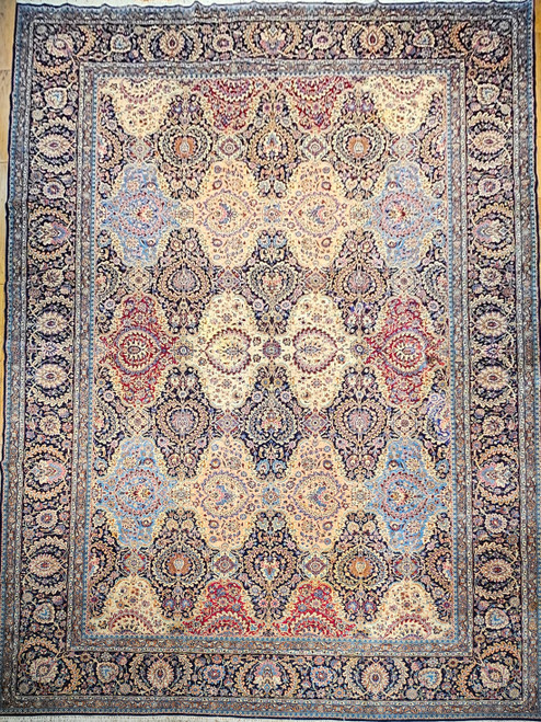 Antique Persian Kerman Rug 12x14 | Floral City Weave