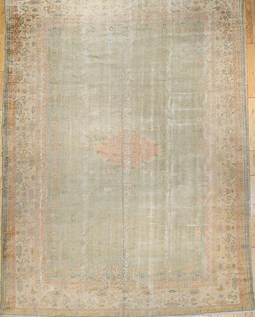 Vintage Turkish Oushak Rug, Handwoven Wool, Geometric Design, The Persian Knot Gallery, SKU 1721