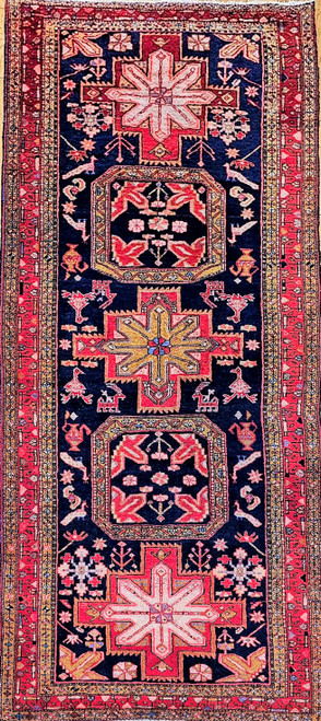 Antique Persian Hamadan Rug 5x10 | Village Geometric