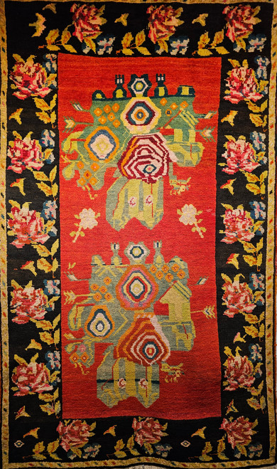 Vintage Caucasian Karabagh Area Rug in Gol Farang Floral Pattern, The Persian Knot Gallery, SKU 1073