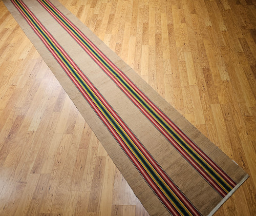 Vintage American Rag Runner 2x6 | Handwoven Stripe