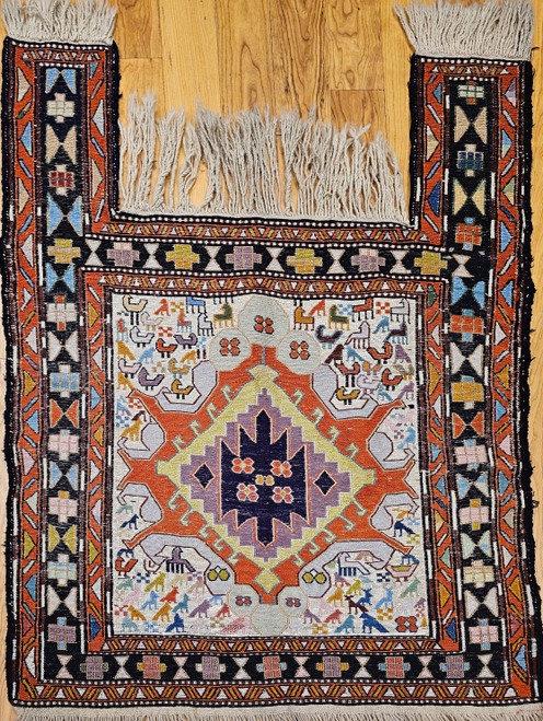 Antique Shahsavan Soumak Saddle Blanket | Tribal