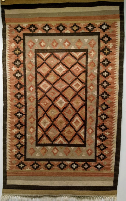 Vintage Southwestern Kilim 3x5 | Geometric Folk Art