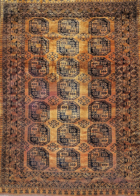 Vintage Afghan Ersari Rug 8x13 | Camel Hair Gul Room Size