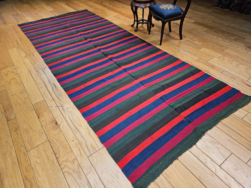 1950s Vintage South American Kilim Rug in Striped Design, The Persian Knot Gallery, SKU 1551